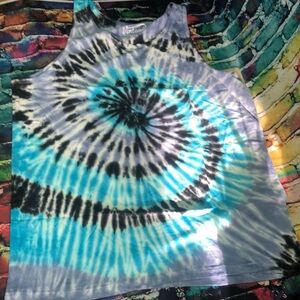 U.S. Vintage Blue and Black Spiral Tank Top